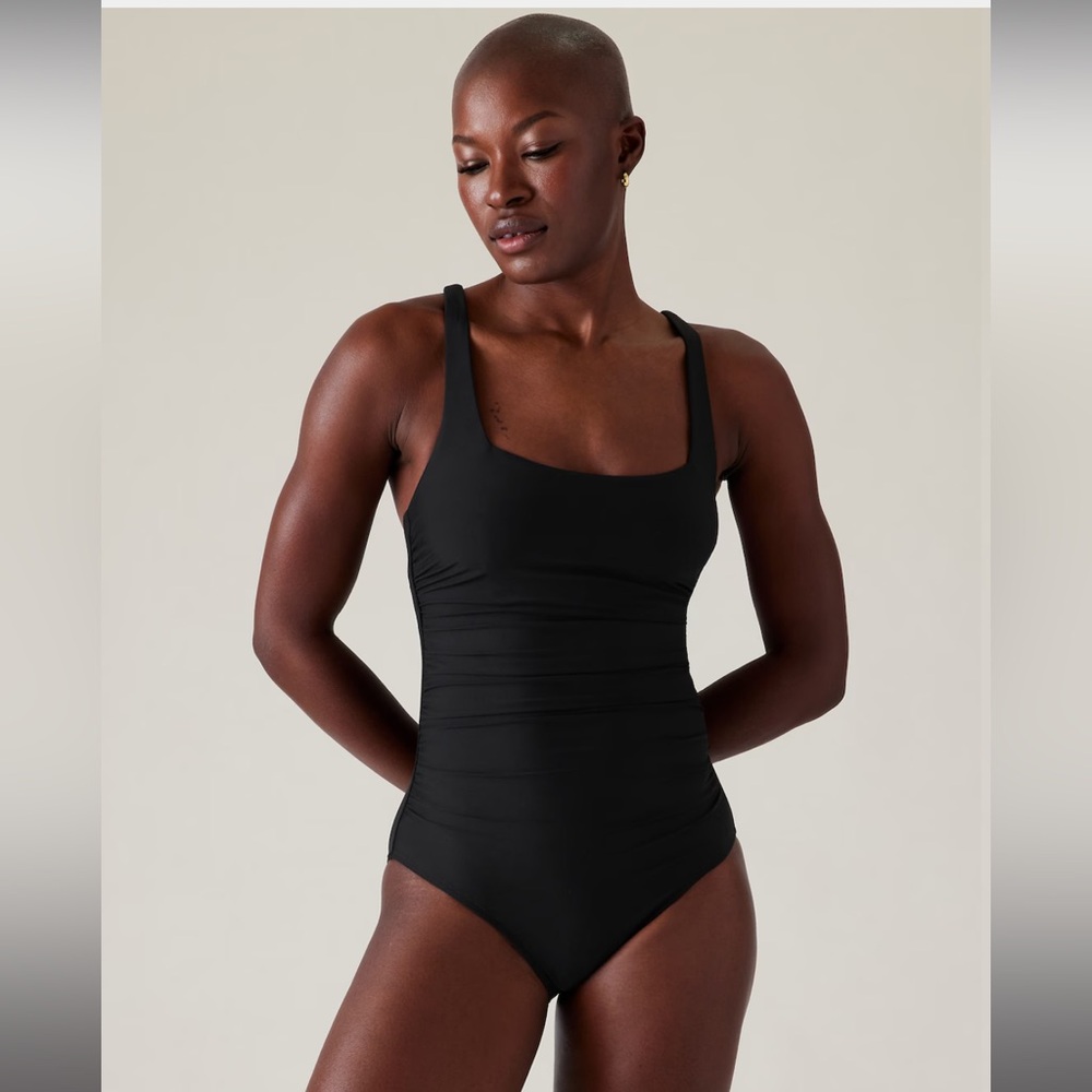 Athleta Square Neck One Piece Swimsuit Size M TALL